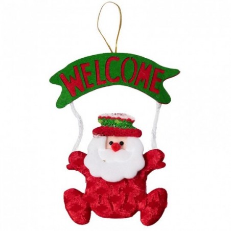 Enfeite De Natal Welcome Papai Noel Boneco De Neve 19cm x 16cm