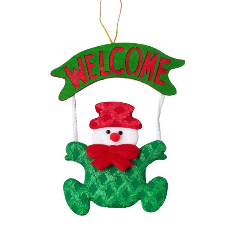 Enfeite De Natal Welcome Papai Noel Boneco De Neve 19cm x 16cm
