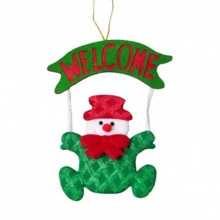 Enfeite De Natal Welcome Papai Noel Boneco De Neve 19cm x 16cm