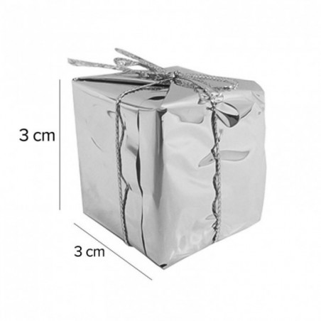 Pendente De Natal Presentes 6 Peças Prata 3cm