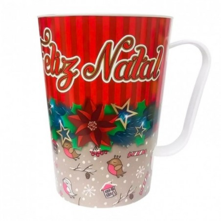 Caneca 430ml De Plástico Decorada Feliz Natal