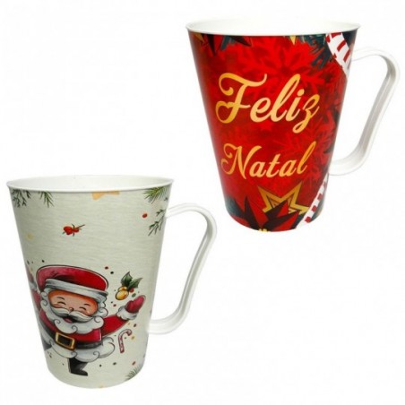 Caneca 430ml De Plástico Decorada Feliz Natal