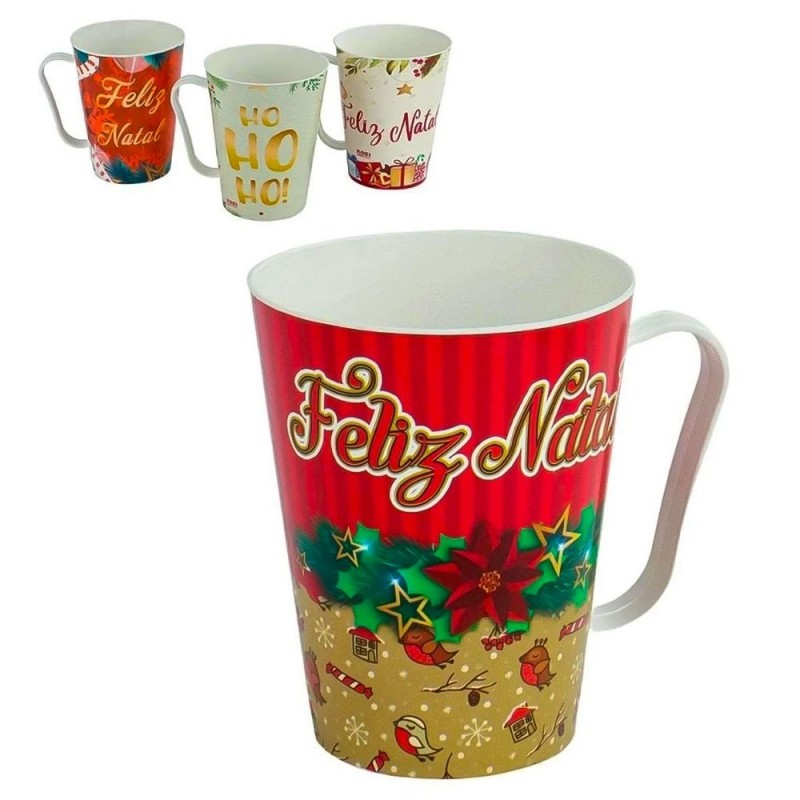 Caneca 430ml De Plástico Decorada Feliz Natal