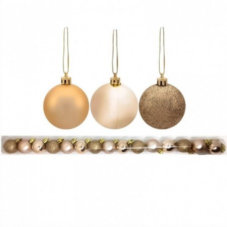Kit Bola De Natal 15 Peças Glitter Espelhada Fosca 4cm Champanhe