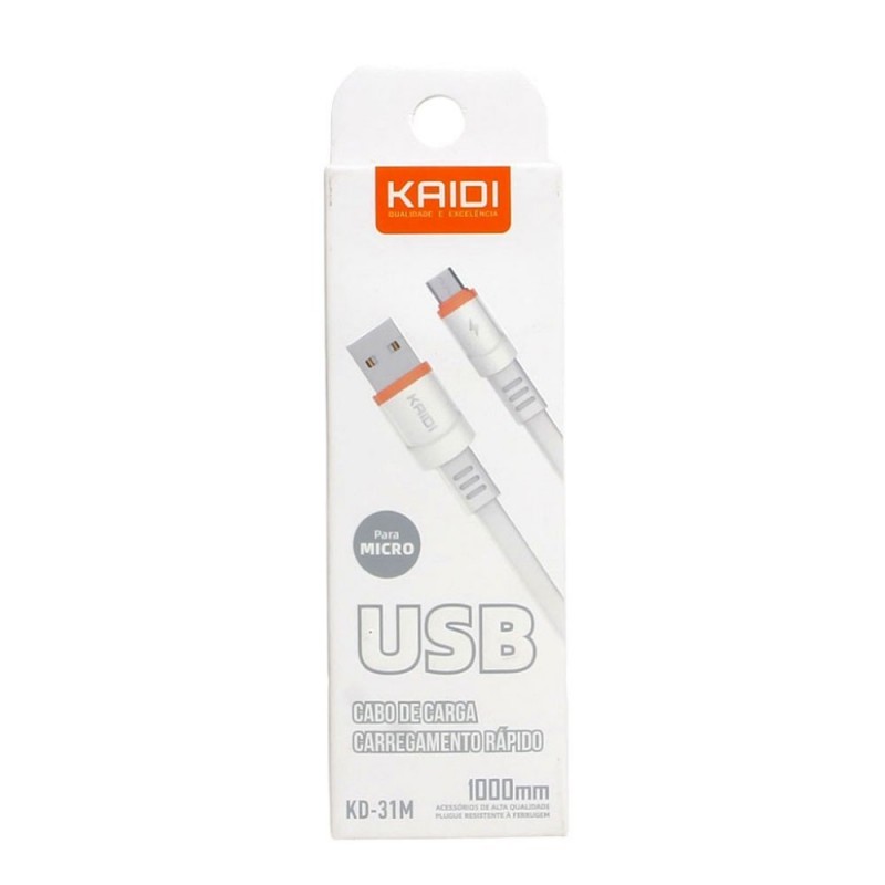 Cabo USB Micro V8 1 Metro Carregamento Rápido 3A
