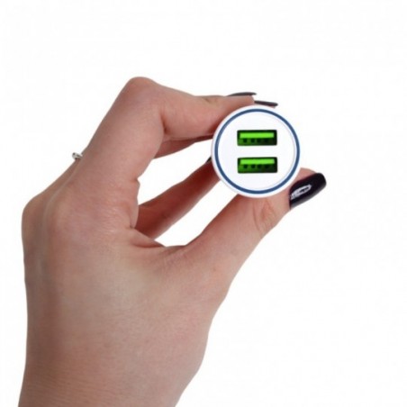 Carregador Turbo Veicular Branco 2 Entradas USB 4.8A