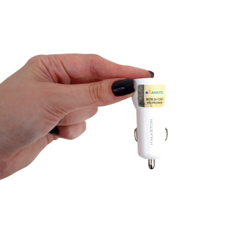 Carregador Turbo Veicular Branco 2 Entradas USB 4.8A