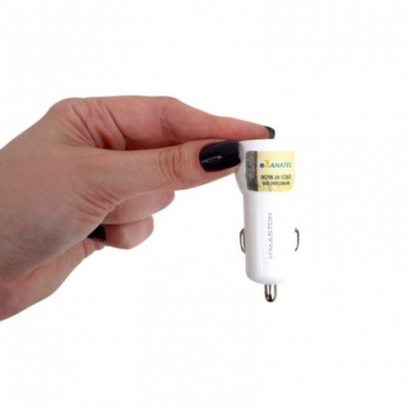 Carregador Turbo Veicular Branco 2 Entradas USB 4.8A
