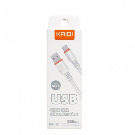 Cabo USB Tipo-C 1 Metro Carregamento Rápido 3A