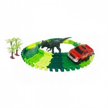 Brinquedo Pista Maluca De Trilhos 52 Peças Carro E Dinossauro