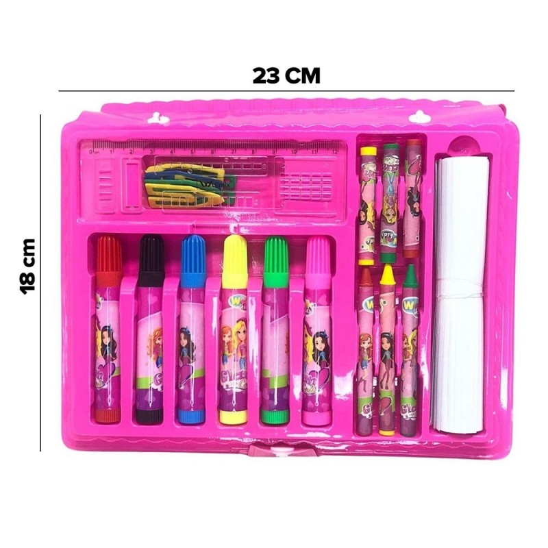 Estojo Kit Escolar De Pintura Glamgirls 33 Peças Com Canetinhas