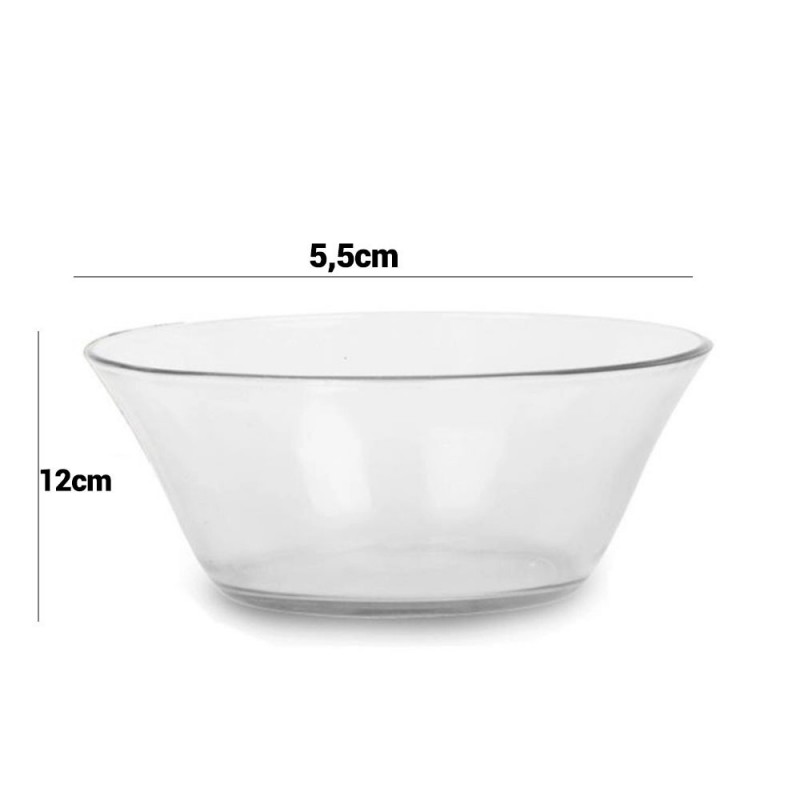 Jogo De Tigelas De Vidro Redonda Oriente Cristal 6 Peças 365ml