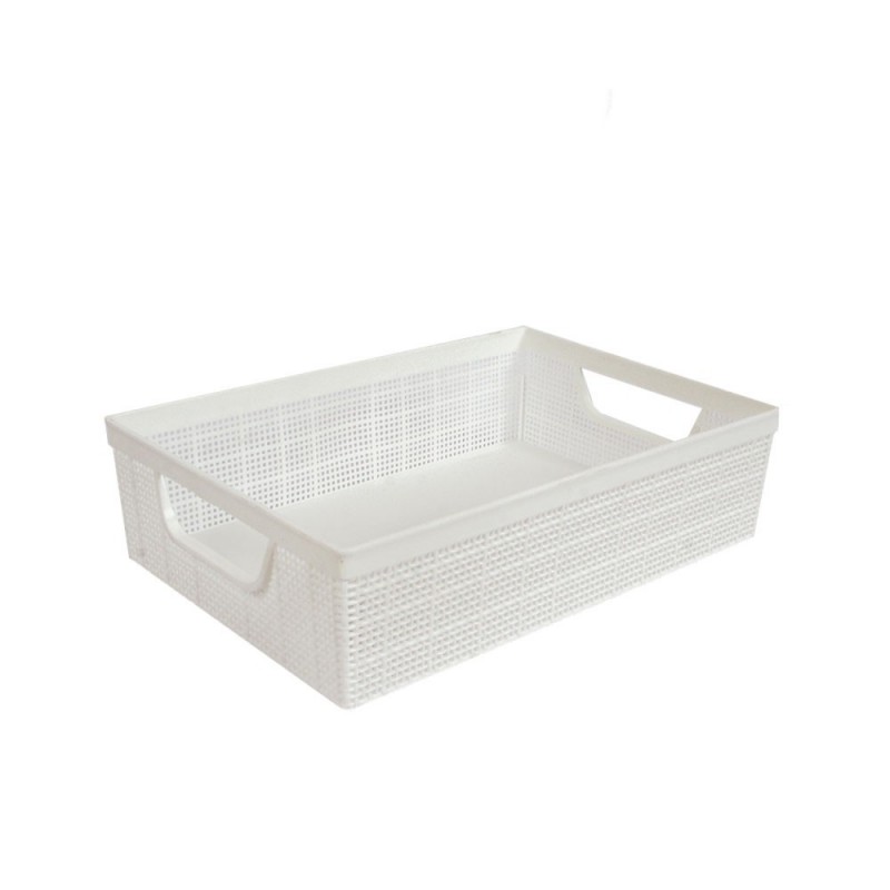Caixa Organizadora Texturizada Branco 2L Com Alça Lateral