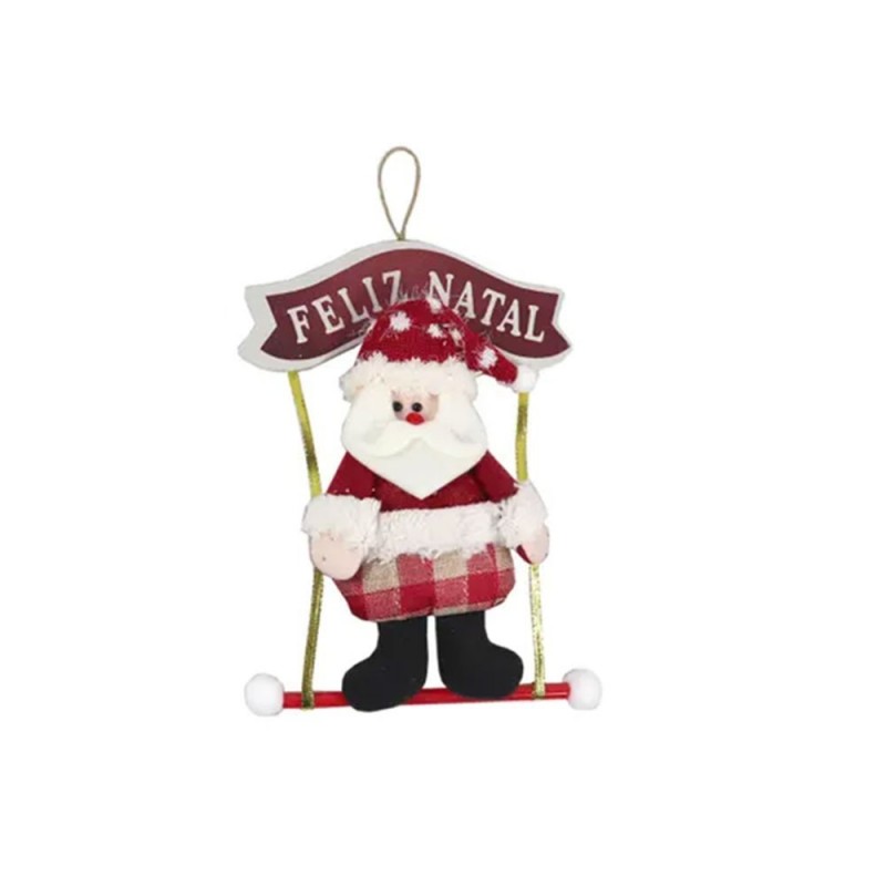 Boneco Guirlanda Xadrez Com Placa Feliz Natal 38cm