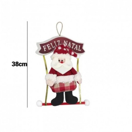 Boneco Guirlanda Xadrez Com Placa Feliz Natal 38cm