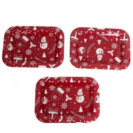 Kit 3 Bandejas Natalinas Retangulares 21cm x 15cm