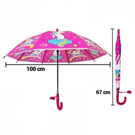 Guarda Chuva Com Apito Infantil Colorido Unicórnio 50cm