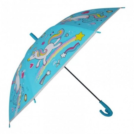 Guarda Chuva Com Apito Infantil Colorido Unicórnio 50cm