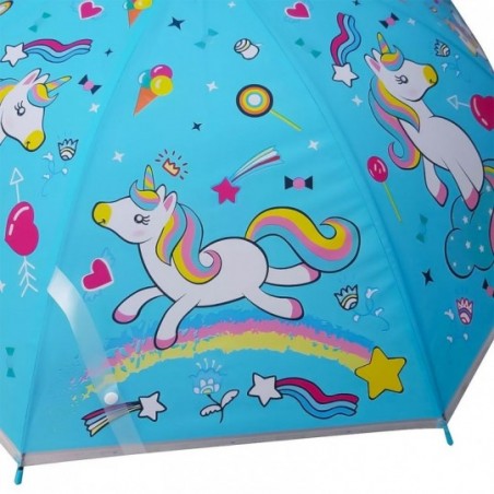 Guarda Chuva Com Apito Infantil Colorido Unicórnio 50cm