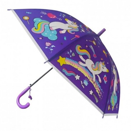 Guarda Chuva Com Apito Infantil Colorido Unicórnio 50cm