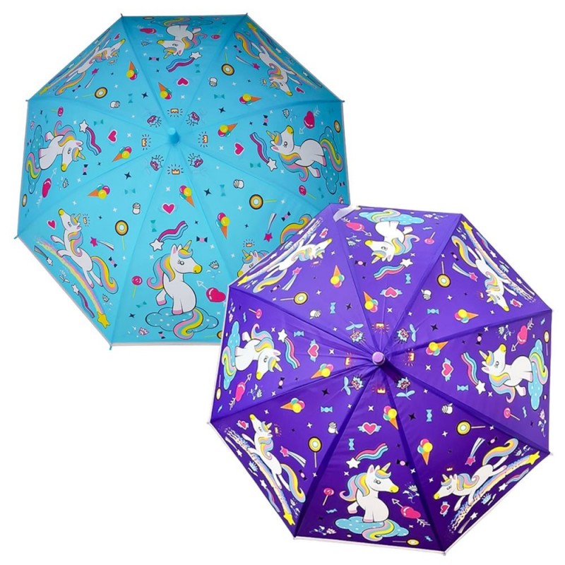 Guarda Chuva Com Apito Infantil Colorido Unicórnio 50cm