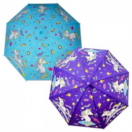 Guarda Chuva Com Apito Infantil Colorido Unicórnio 50cm
