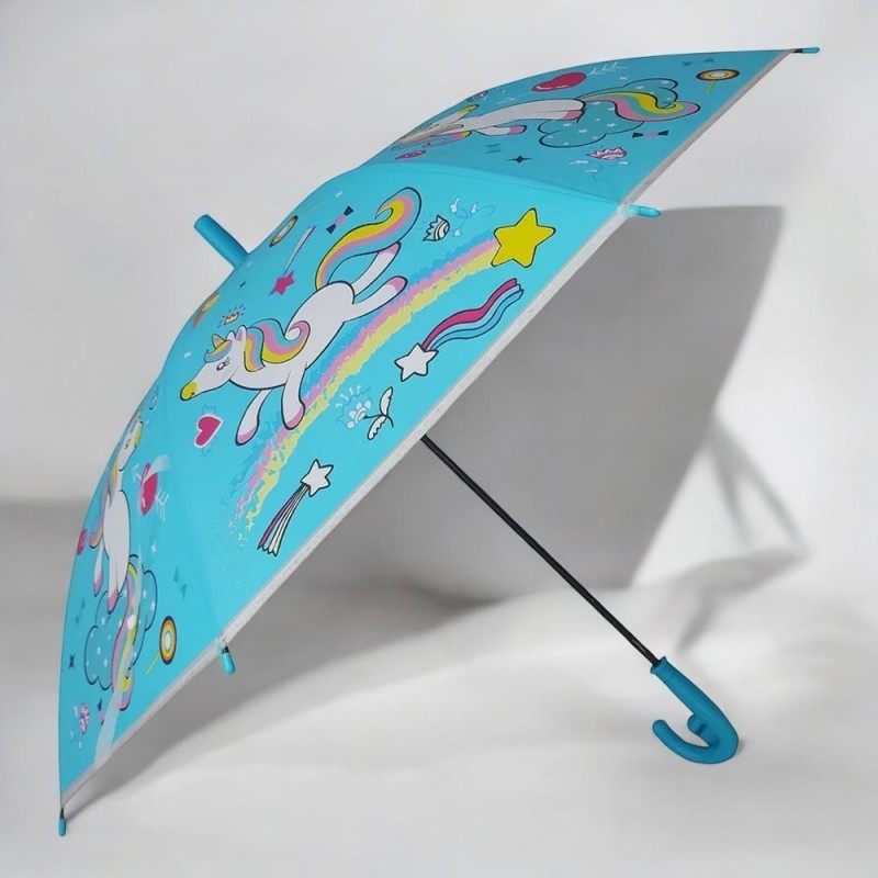 Guarda Chuva Com Apito Infantil Colorido Unicórnio 50cm
