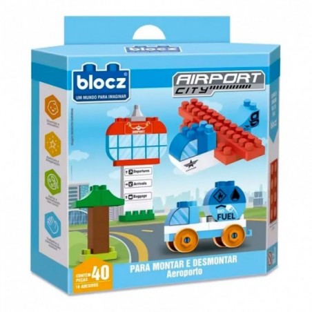 Brinquedo Blocos De Montar Aeroporto City 40 Peças