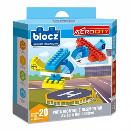Brinquedo Helicóptero Aero City Blocos De Montar 20 Peças