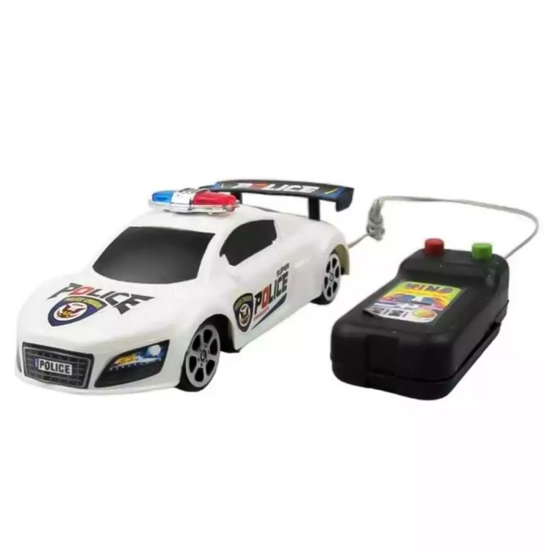 Carrinho de Controle Remoto Com Fio Polícia À Pilha