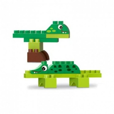 Brinquedo Dinossauro E Jacaré Repteis Blocos De Montar 17 Peças