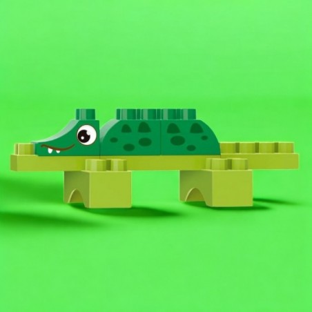 Brinquedo Dinossauro E Jacaré Repteis Blocos De Montar 17 Peças