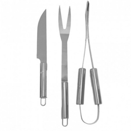Kit Conjunto Para Churrasco De Inox 3 Em 1 Com Estojo