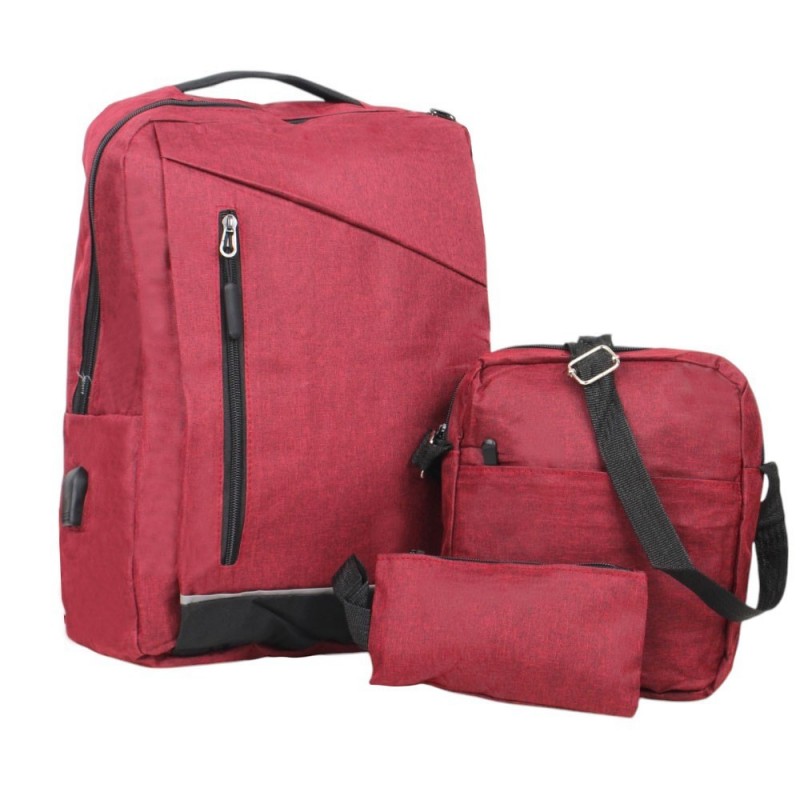 Kit Mochila Executiva Com Pochete E Estojo USB Porta Notebook