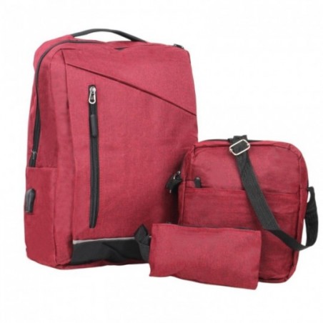 Kit Mochila Executiva Com Pochete E Estojo USB Porta Notebook