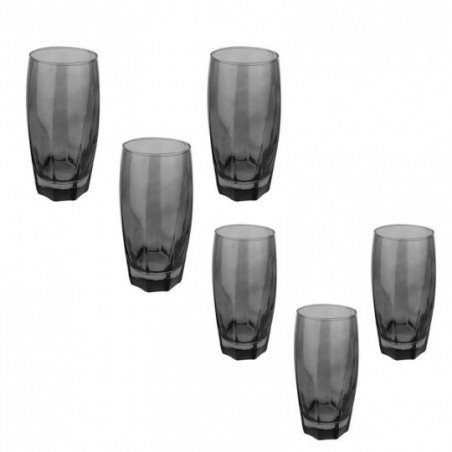 Conjunto De Copos De Vidro 6 Peças Verres Preto 365ml
