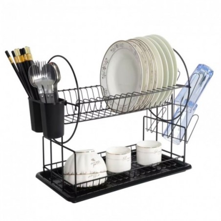 Escorredor De Louças 2 Andares Preto Em Inox 43cm 2