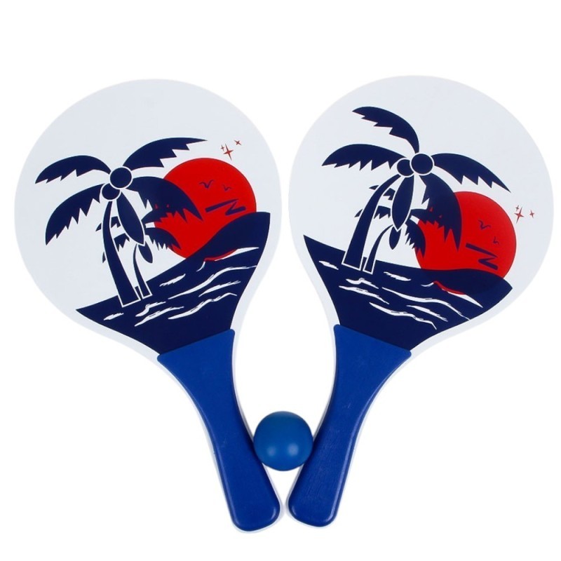 Kit Frescobol Tênis De Praia 2 Raquetes Com Bolinha 32cm