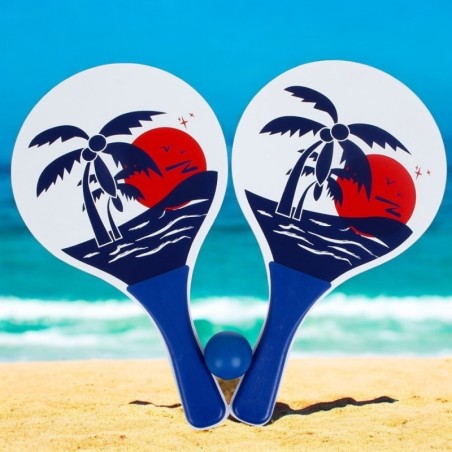 Kit Frescobol Tênis De Praia 2 Raquetes Com Bolinha 32cm