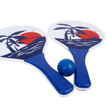 Kit Frescobol Tênis De Praia 2 Raquetes Com Bolinha 32cm