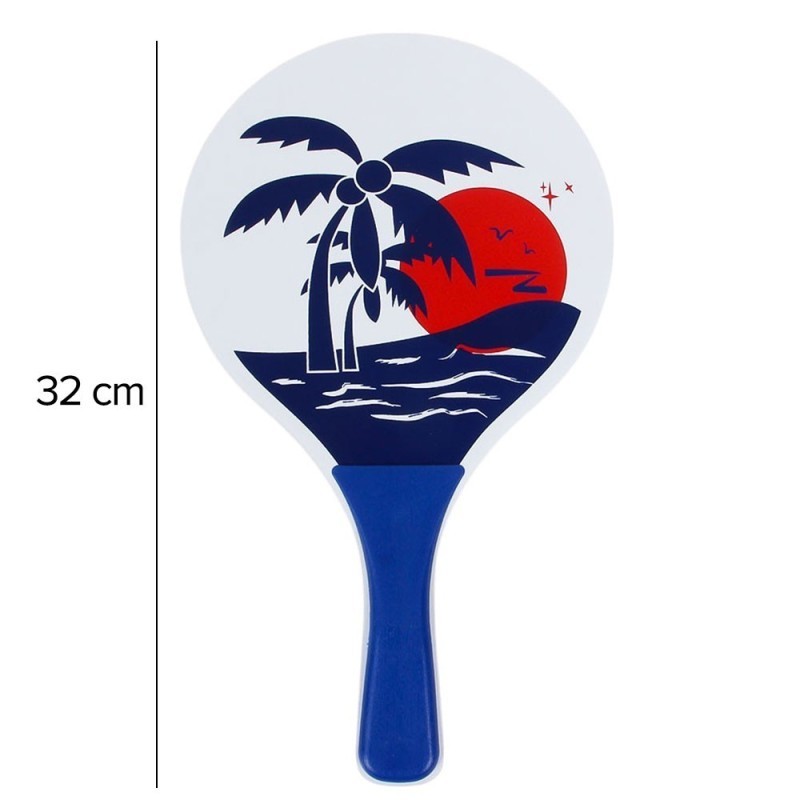 Kit Frescobol Tênis De Praia 2 Raquetes Com Bolinha 32cm