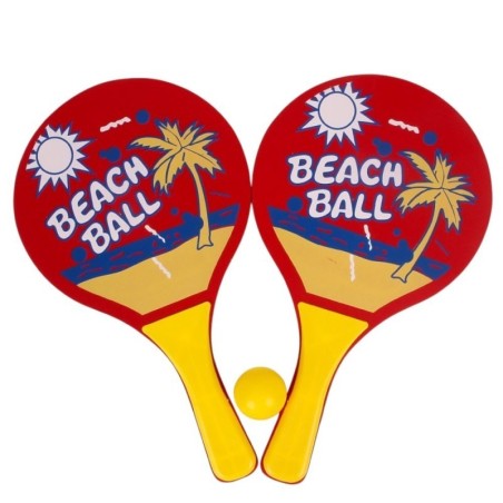 Kit Frescobol Tênis De Praia 2 Raquetes Com Bolinha 32cm
