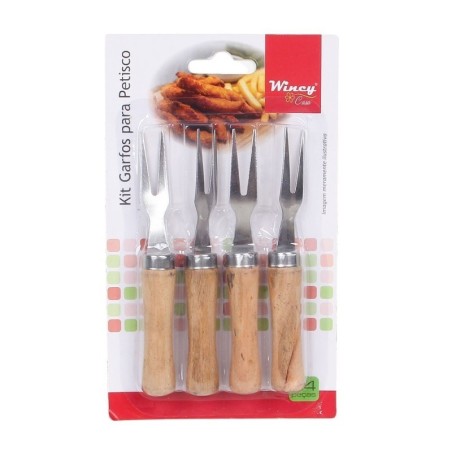 Kit Mini Garfos Para Petisco 4 Peças Em Inox 11,5cm