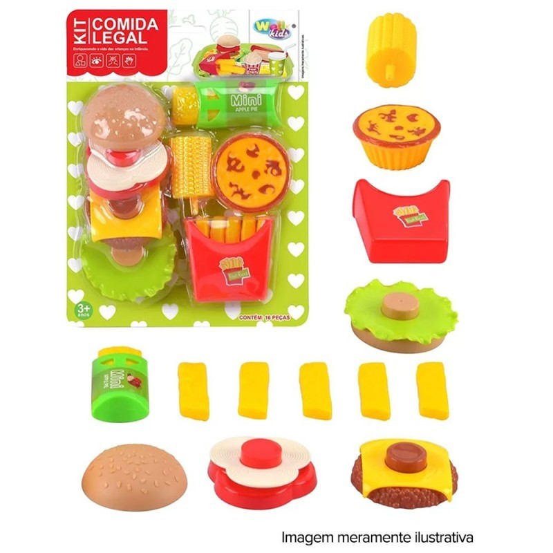 Brinquedo Kit Infantil Combo Burguer Comidinhas 16 Peças