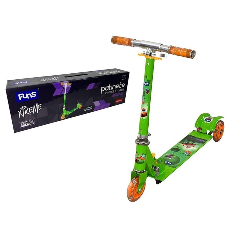Patinete Infantil Com Luz Aventura Alien Xtreme 3 Rodas