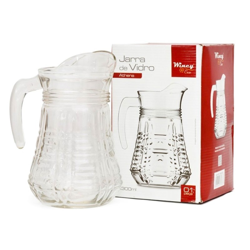 Jarra De Vidro Transparente 1300ml Com Alça Athena