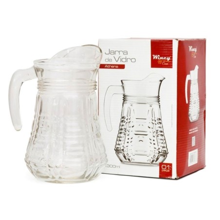 Jarra De Vidro Transparente 1300ml Com Alça Athena
