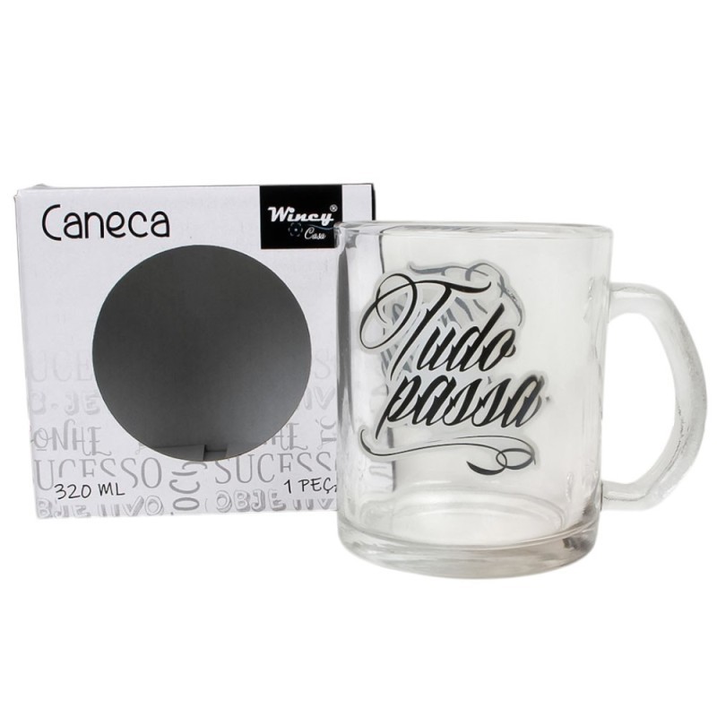 Caneca De Vidro Estampado Frases Believe 320ml