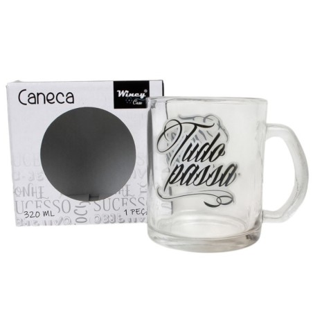 Caneca De Vidro Estampado Frases Believe 320ml