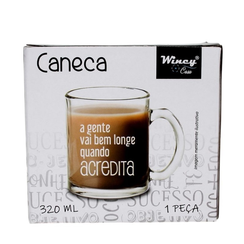 Caneca De Vidro Estampado Frases Believe 320ml